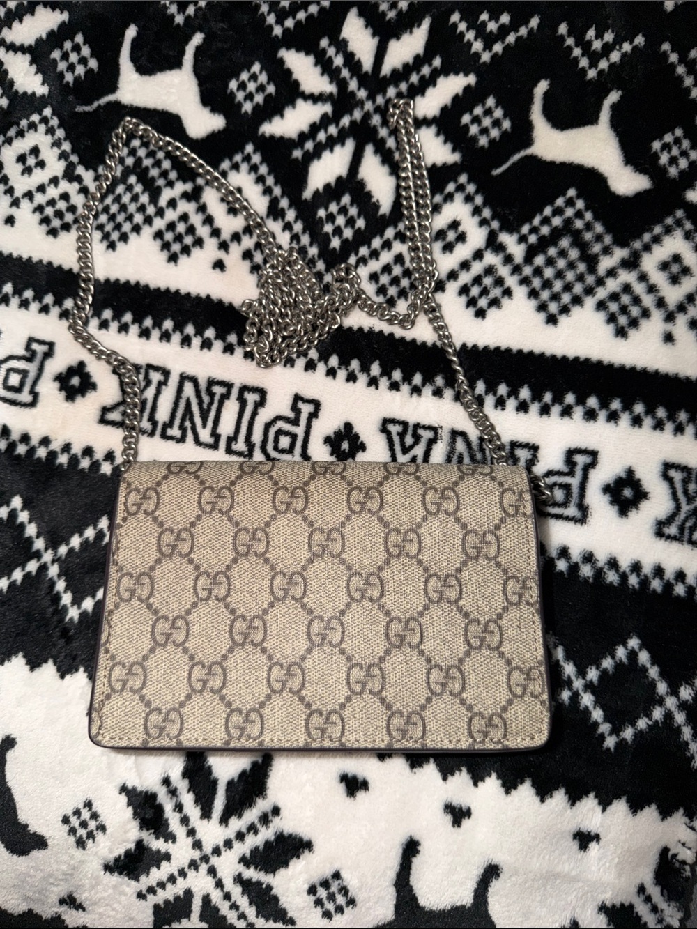 Gucci Beige/Tan Dionysus GG Supreme Mini Shoulder Bag with Chain - Picture 6 of 6
